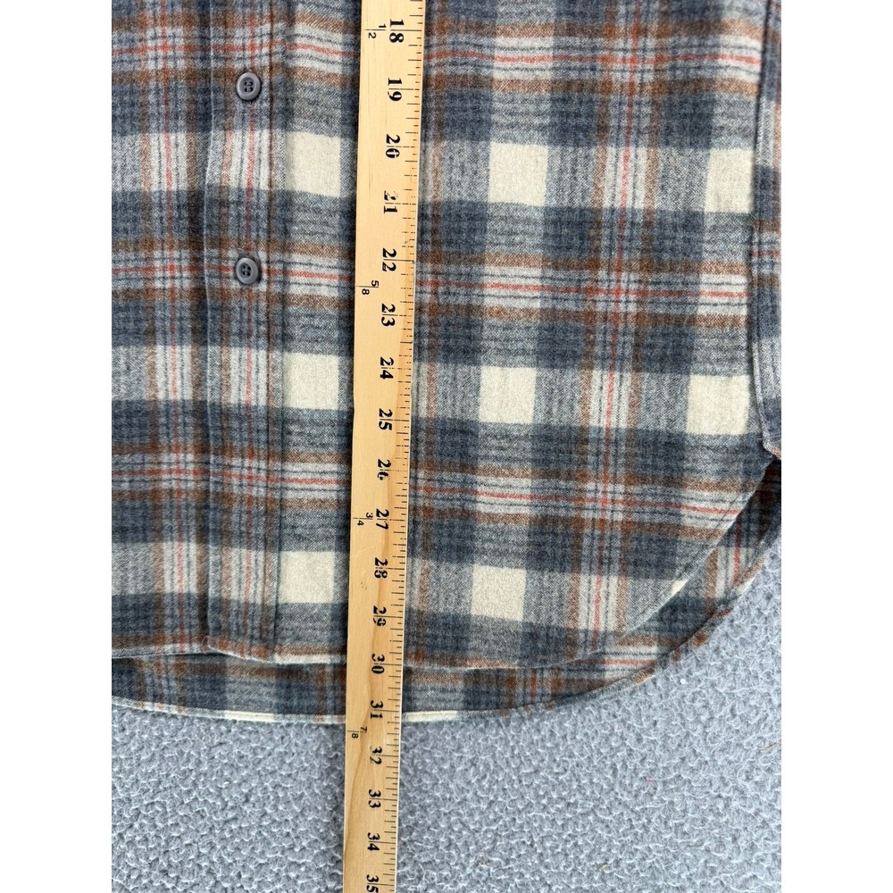 Pendleton Board Shirt Mens Medium Plaid 100% Virgin Wool Grey Cream Rust USA - Picture 9 of 16